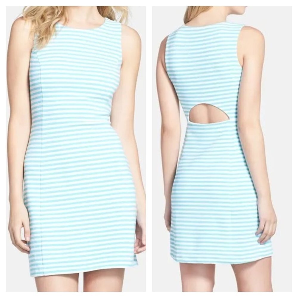 LIlly Pulitzer Shorely Blue & White Ottoman Stripe Cut Out Dress Medium …